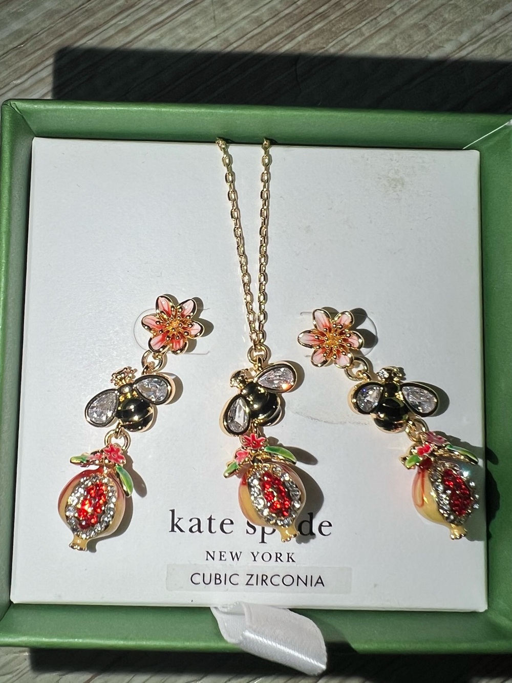 Kate Spade - NWT Necklace with Multi Charm and Drop Earrings Set